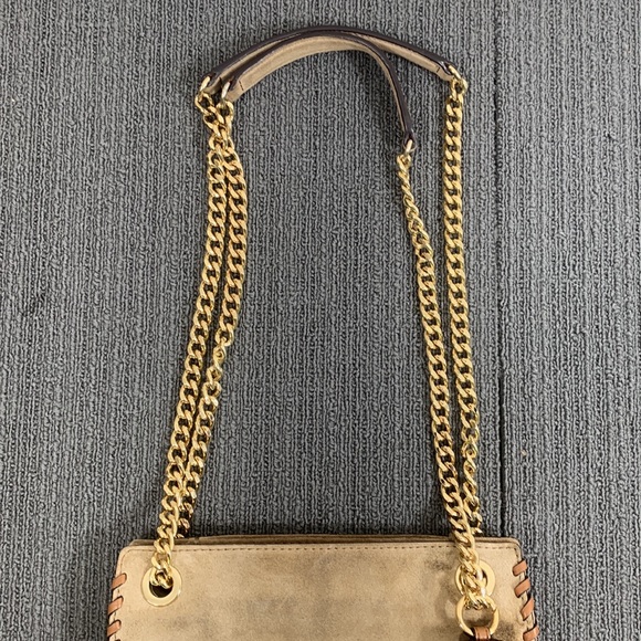 Michael Kors Crossbody Bag Womens Small Tan Suede Whipped Chelsea Shoulder Purse - Picture 8 of 17